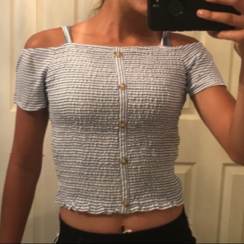 Blue off the shoulder top
